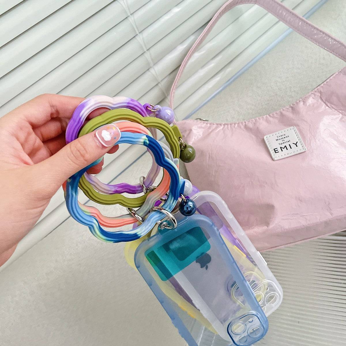 Colorful Wavy Hoop Universal Silicone Phone Wrist Lanyard - Hugmie