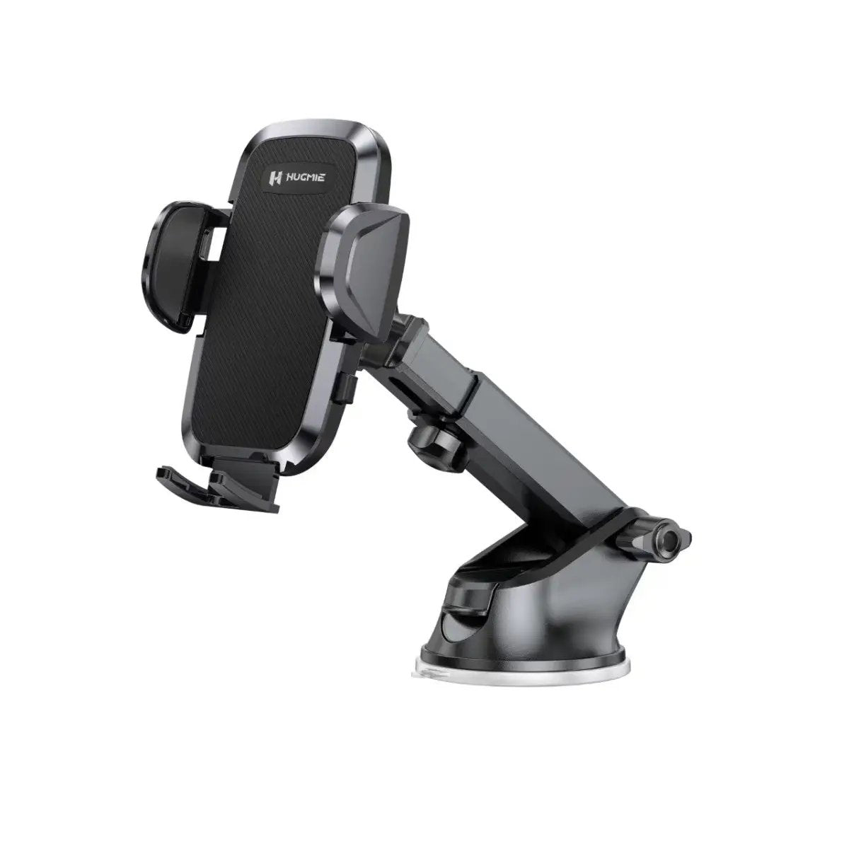 HUGMIE ZS-285 Car Phone Holder with adjustable arm and suction base, ideal for dashboard or windshield mounting in vehicles.