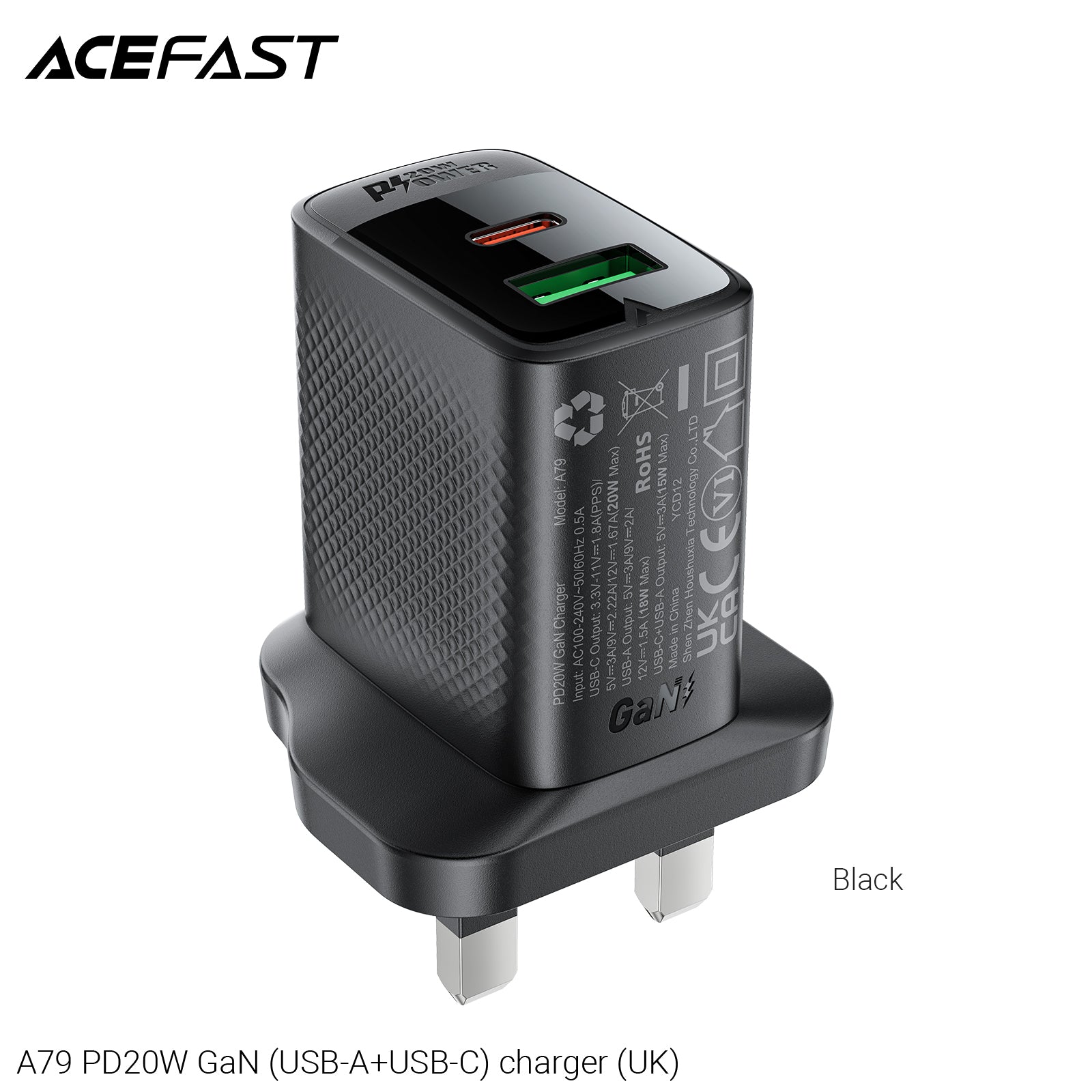 ACEFAST A79 PD20W GaN (USB-A+USB-C) Charger