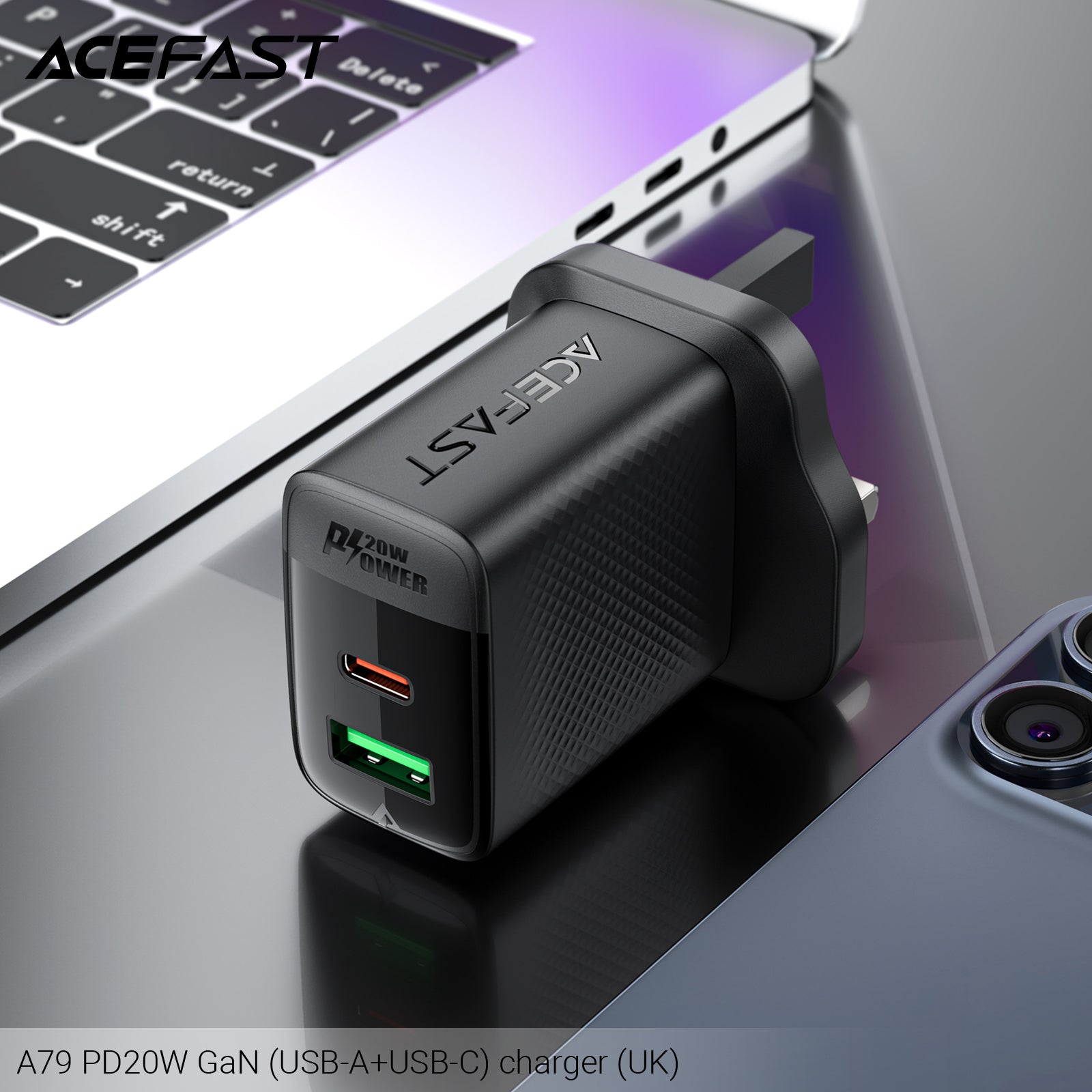 ACEFAST A79 PD20W GaN (USB-A+USB-C) Charger