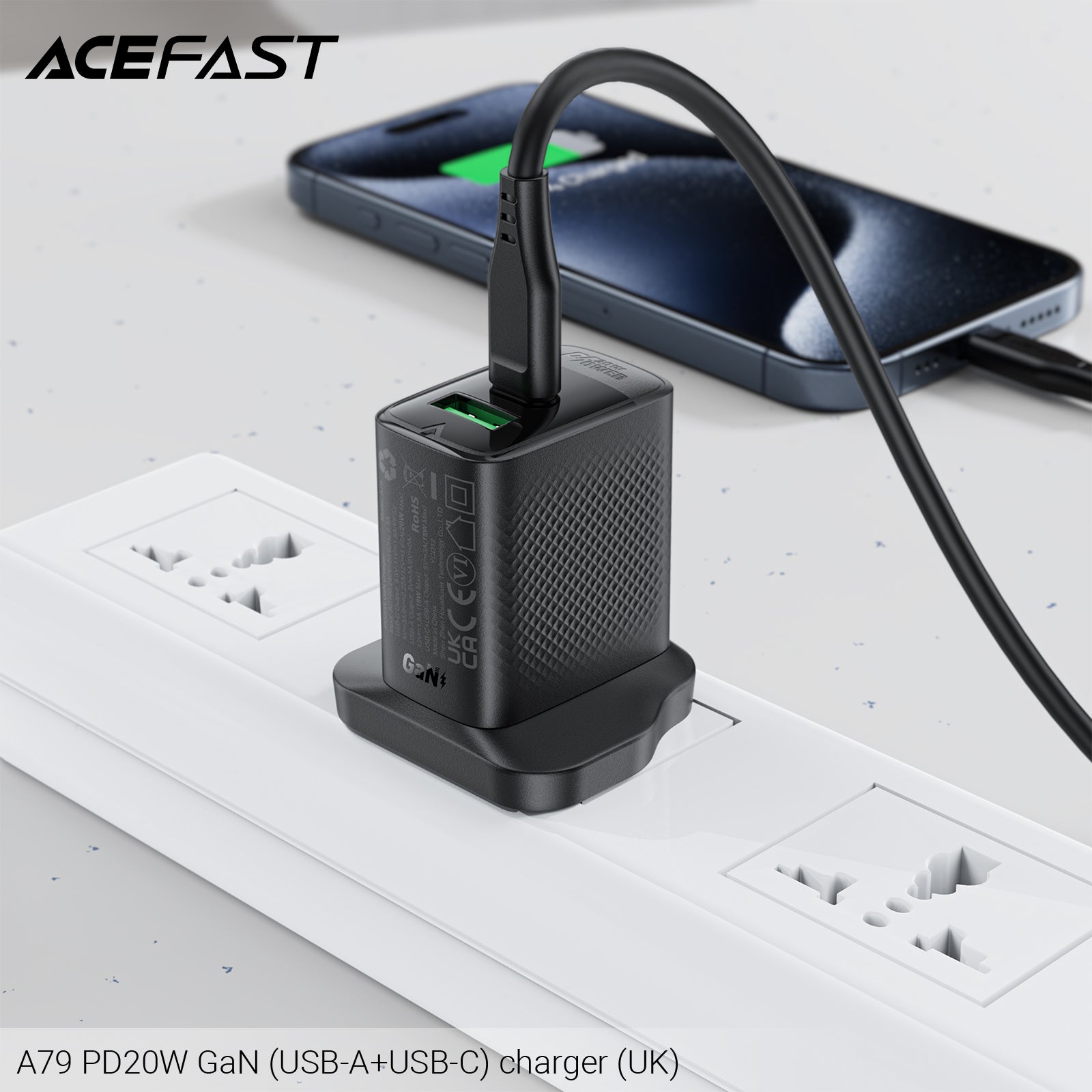 ACEFAST A79 PD20W GaN (USB-A+USB-C) Charger