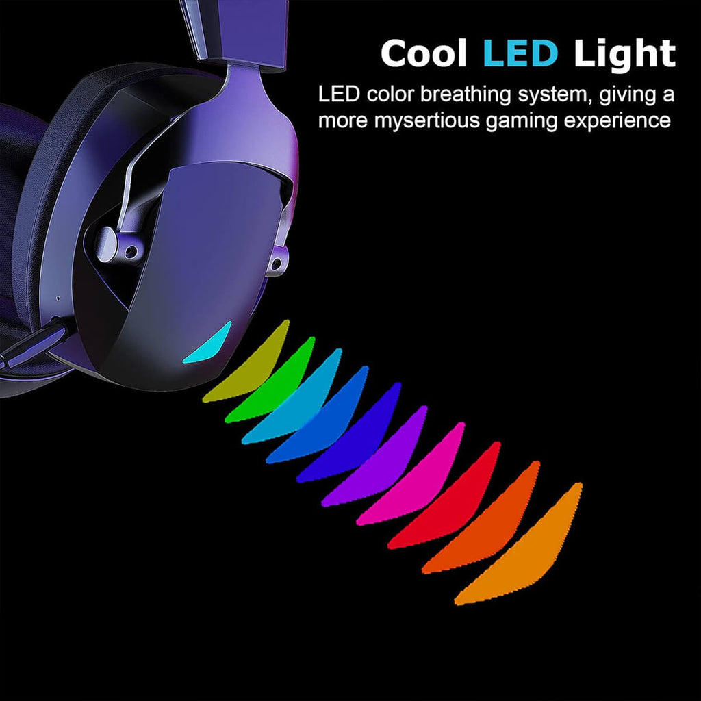 Acinaci Wireless Gaming Headset with LED color breathing system for a stylish and dynamic gaming experience.