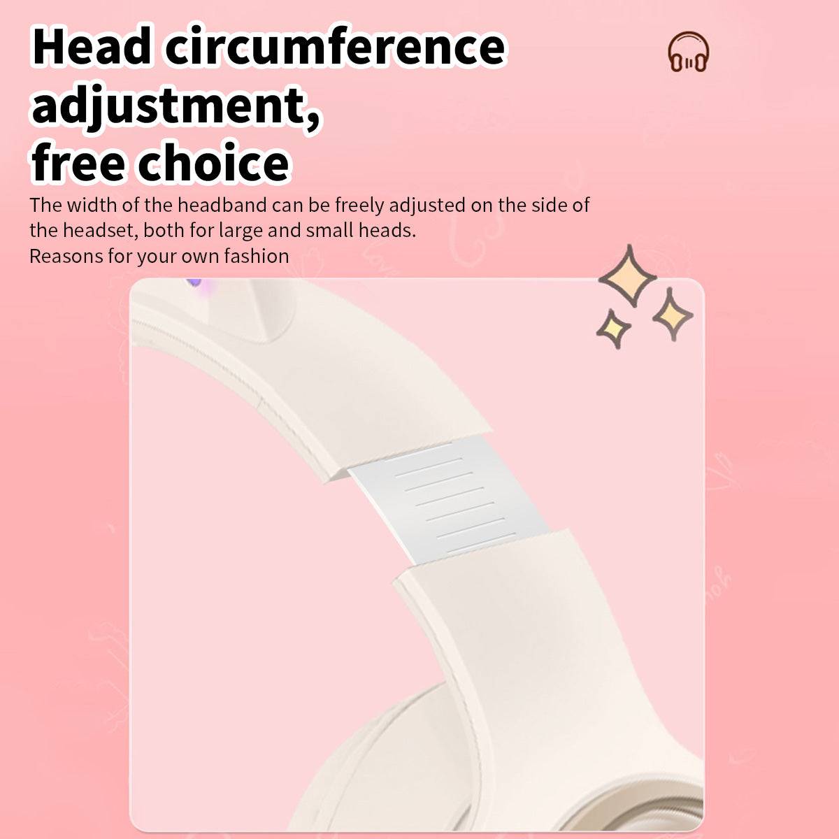 Adjustable headband of the AKZ-09 Cat Ear Wireless Headphones, allowing for a customizable fit for different head sizes.