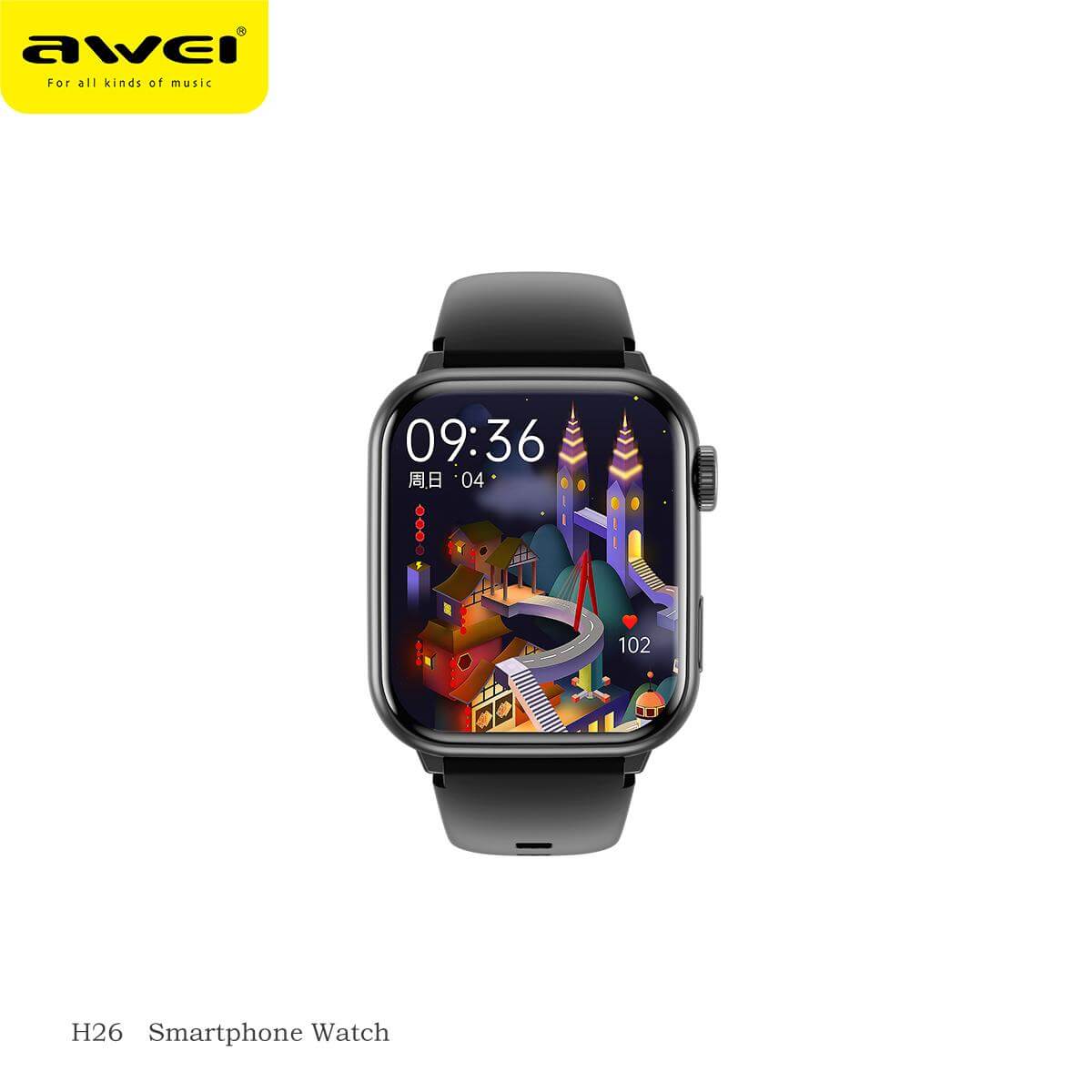 AWEI H26 Smart Watch Black - Hugmie