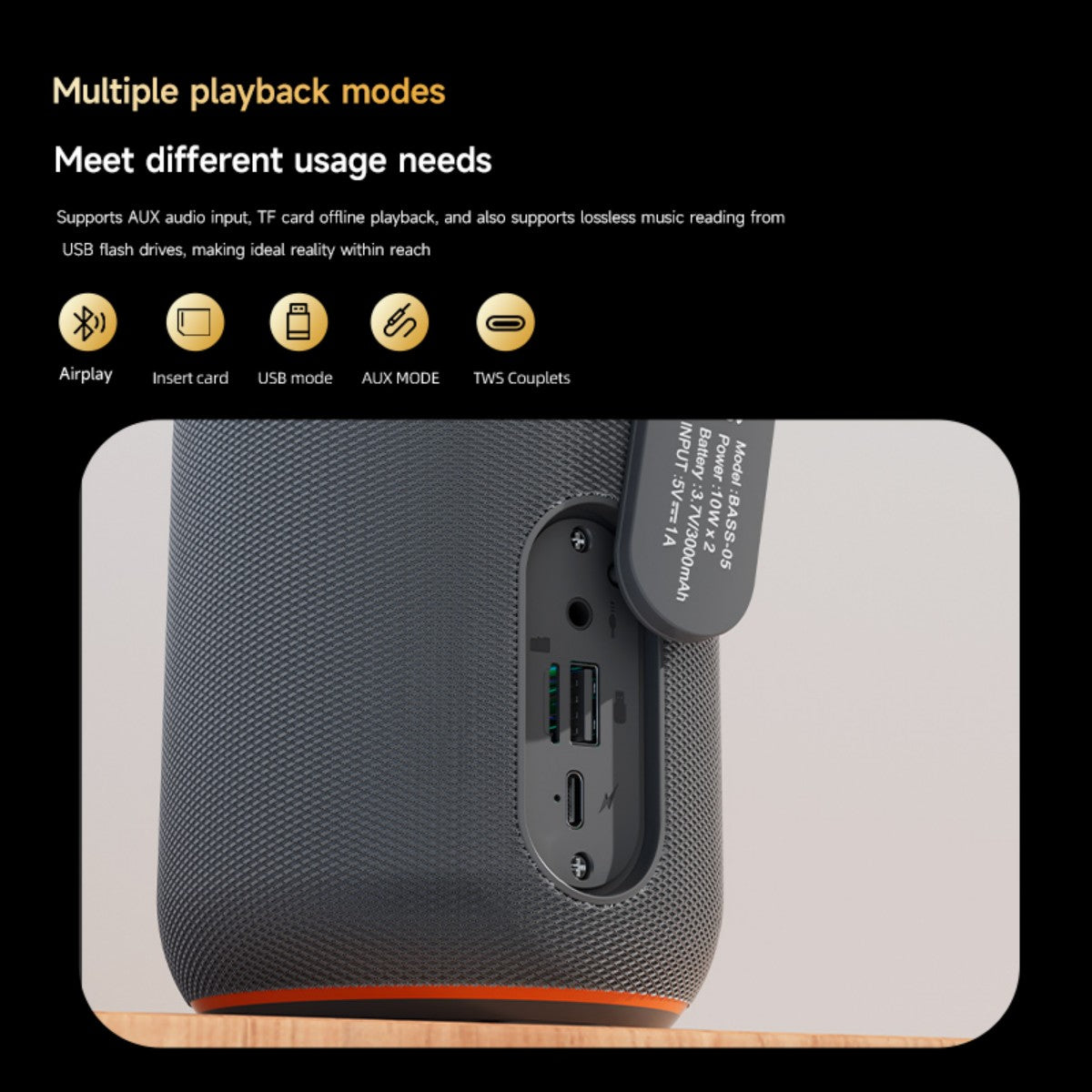 BASS-05 20W Portable Wireless Bluetooth Speaker