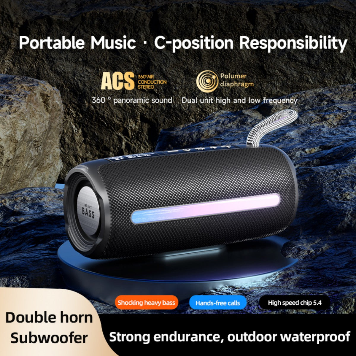 BASS-08 10W Portable Wireless Bluetooth Speaker