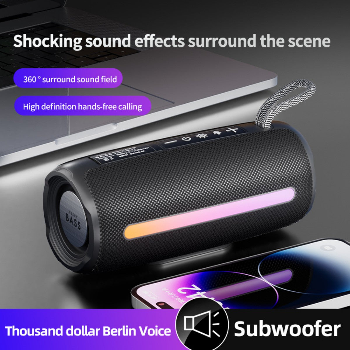 BASS-08 10W Portable Wireless Bluetooth Speaker