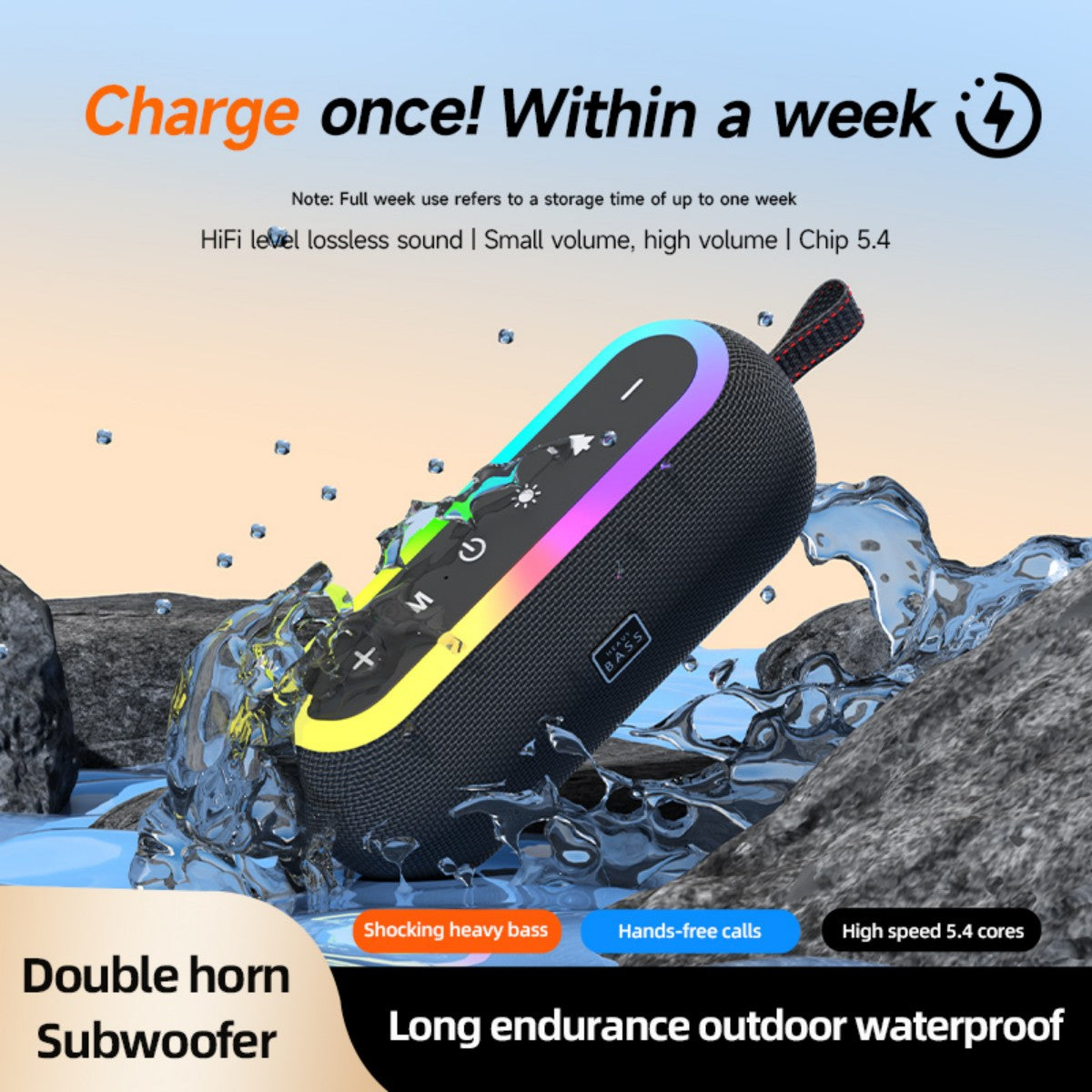 BASS-12 Portable Wireless Bluetooth Speaker Black