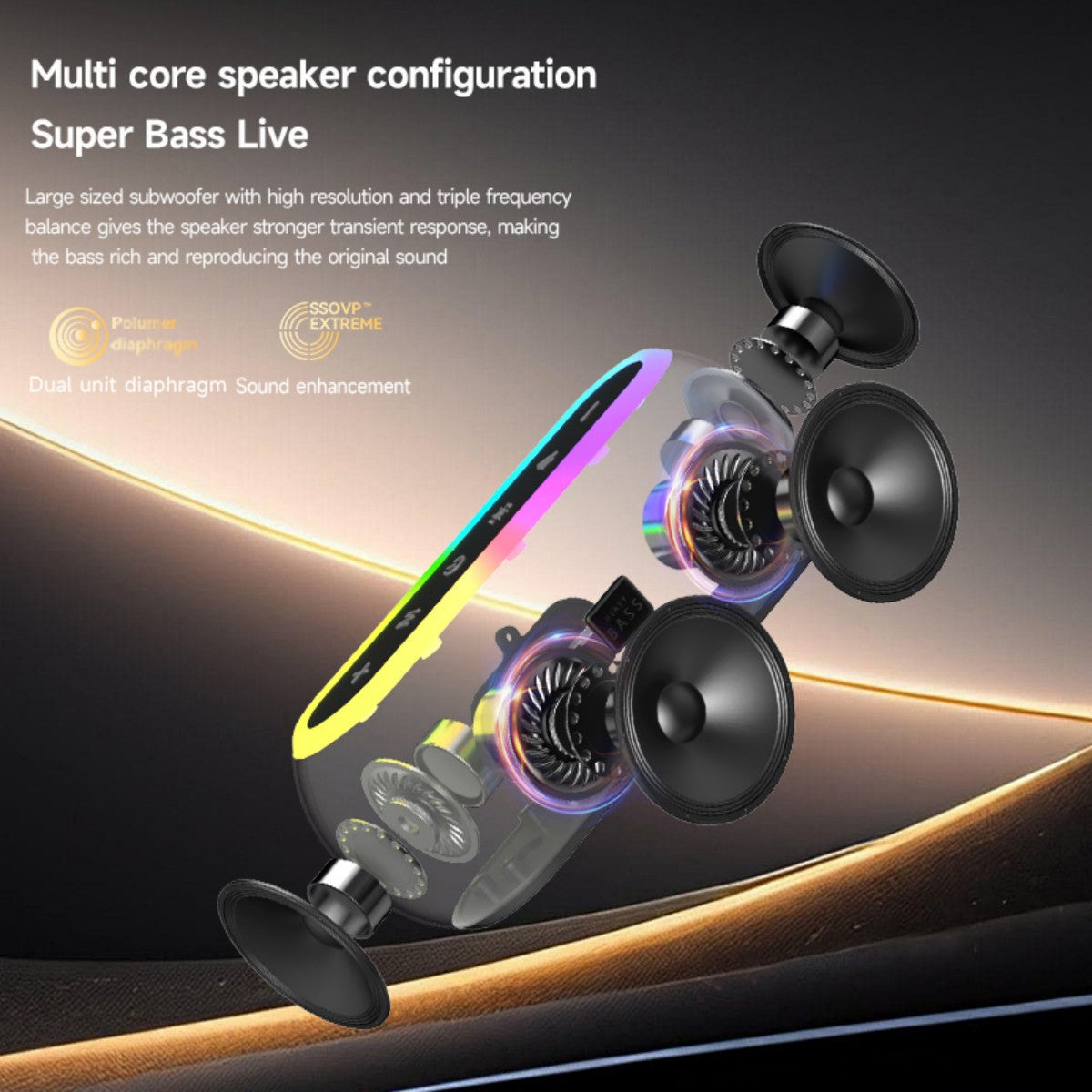 BASS-12 Portable Wireless Bluetooth Speaker Black