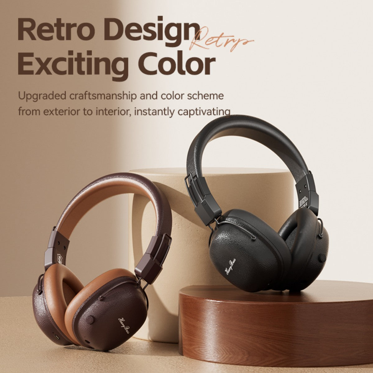 BASS-200 Retro Wireless Headphones Black