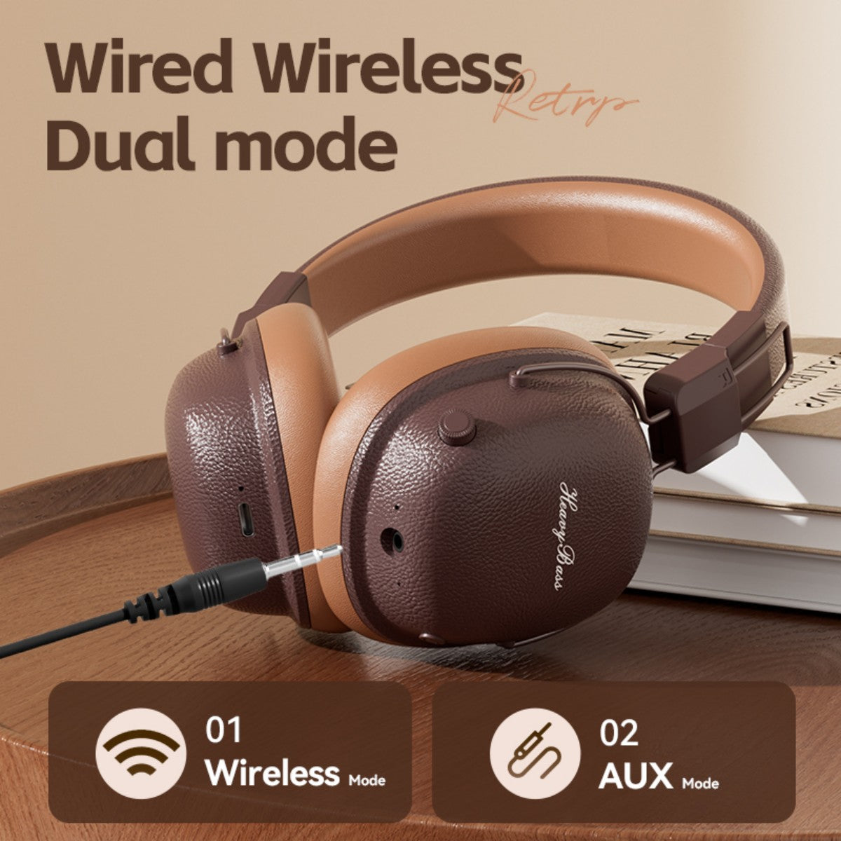 BASS-200 Retro Wireless Headphones Black