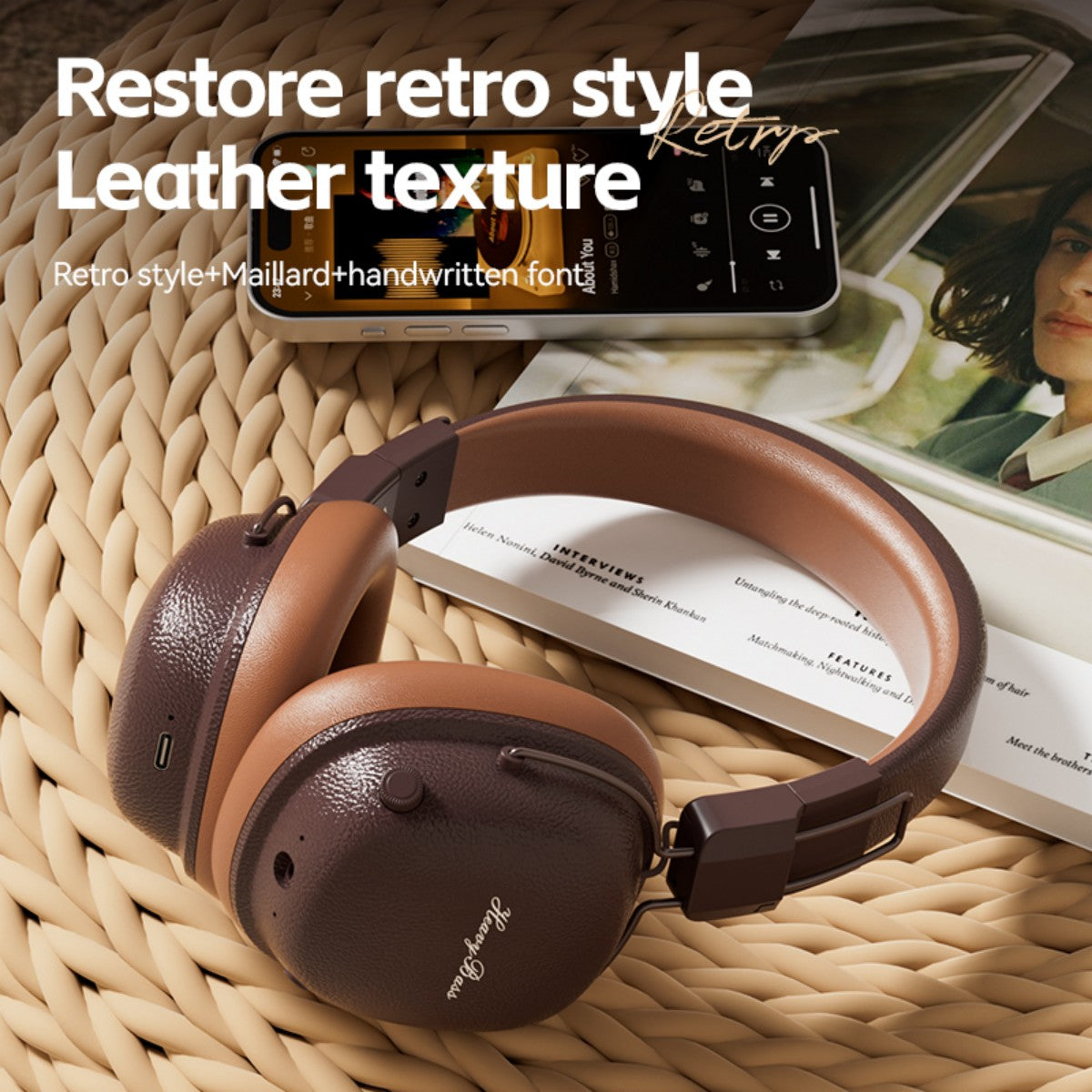 BASS-200 Retro Wireless Headphones Black