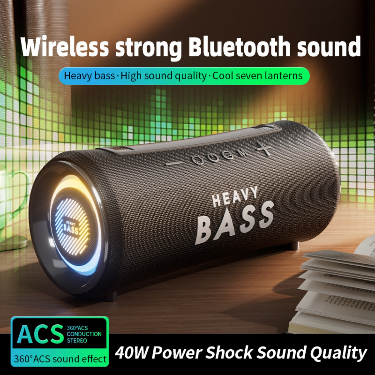 BASS-32 40W Portable Wireless Bluetooth Speaker Black