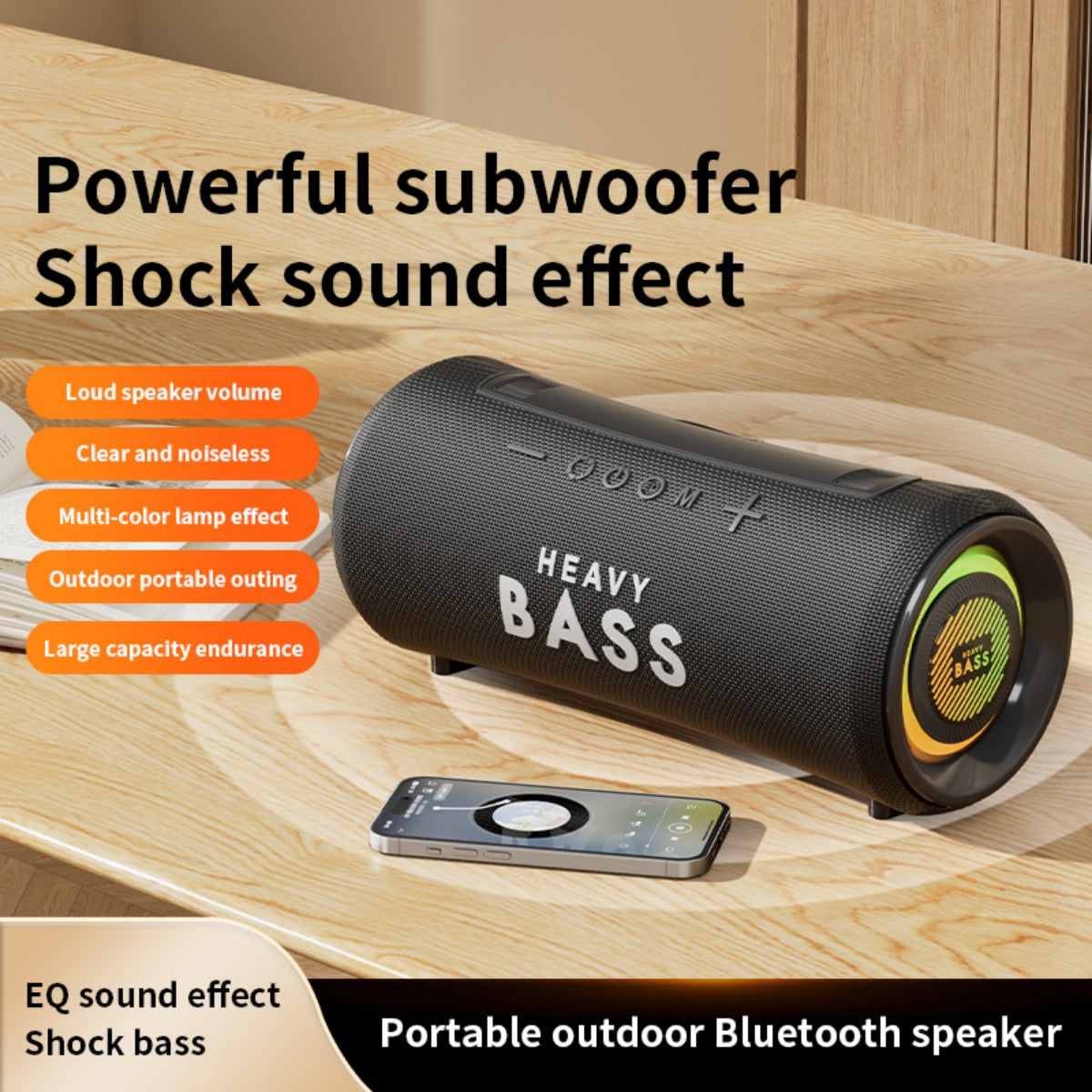 BASS-32 40W Portable Wireless Bluetooth Speaker Black
