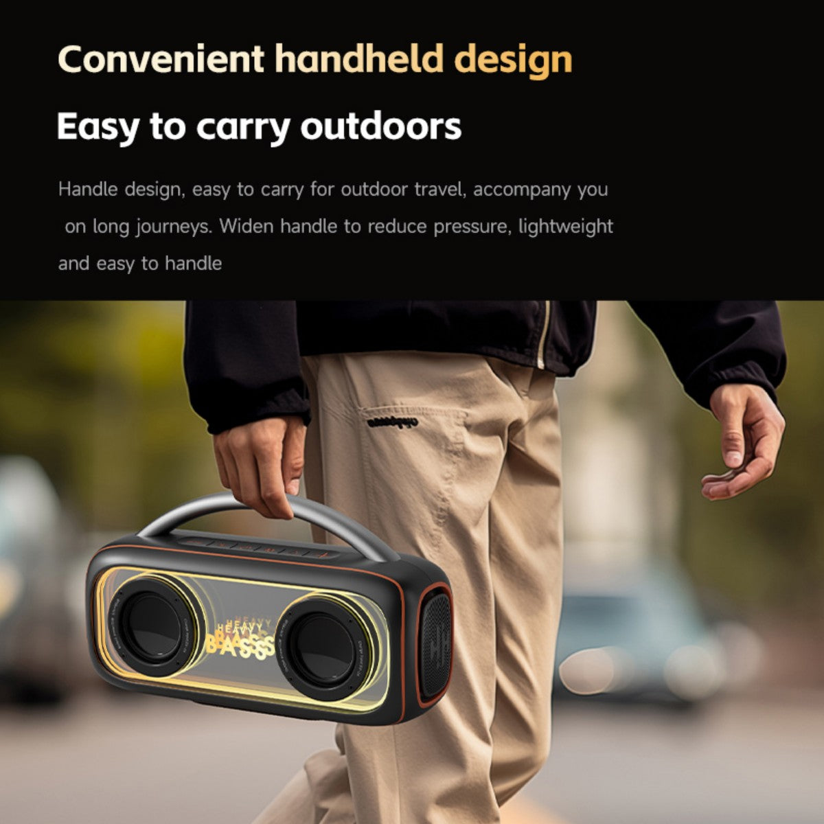 BASS-34 Portable Wireless Bluetooth Speaker Black