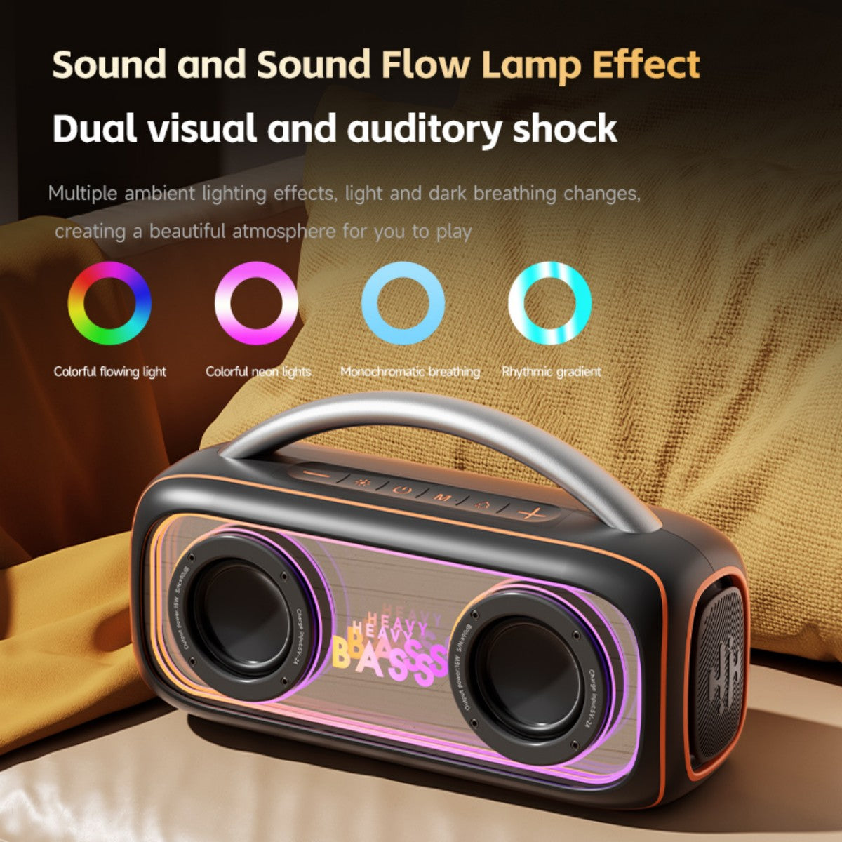 BASS-34 Portable Wireless Bluetooth Speaker Black