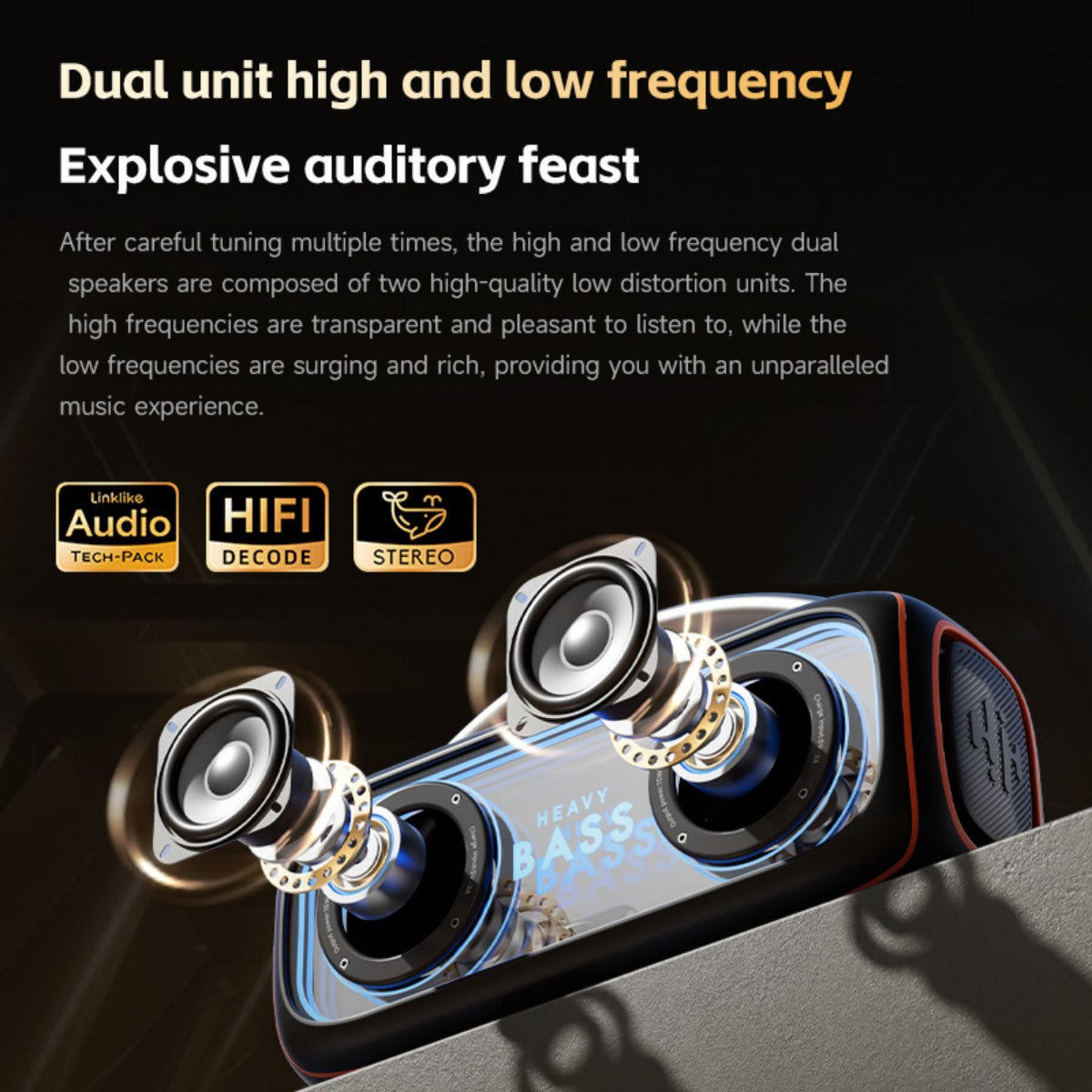 BASS-34 Portable Wireless Bluetooth Speaker Black