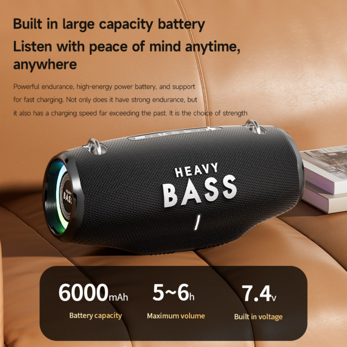 BASS-36 75W Portable Wireless Bluetooth Speaker Black