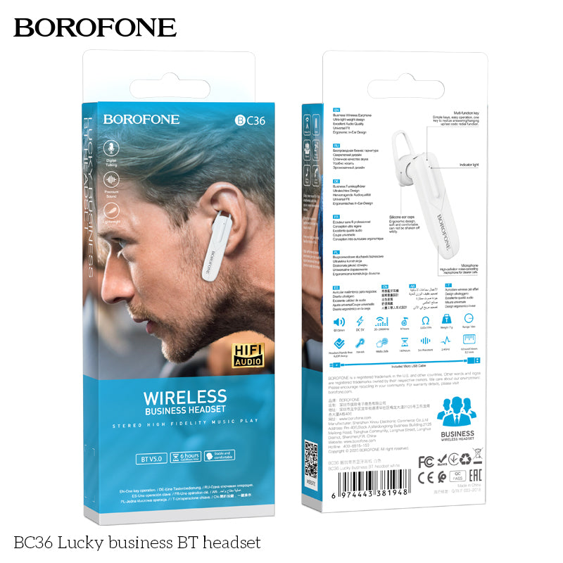 BOROFONE BC36 Lucky Business Bluetooth Earphones