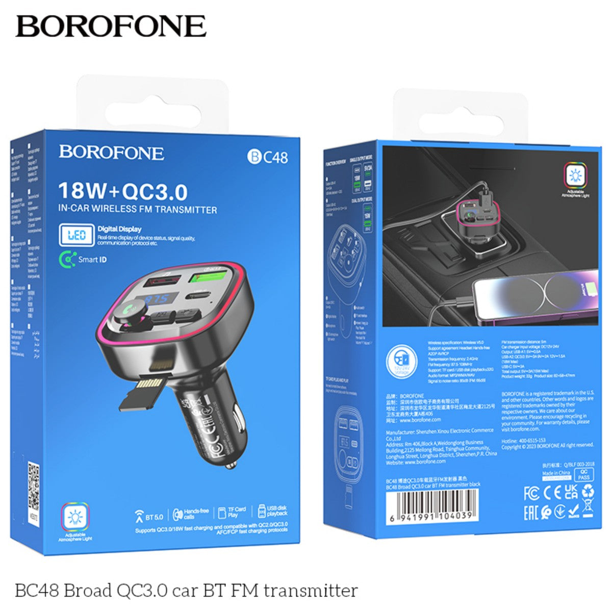 BOROFONE BC48 Broad QC3.0 Car BT FM Transmitter