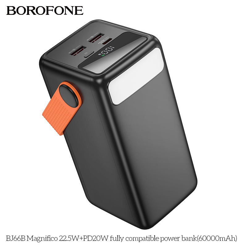 BOROFONE BJ66B Magnifico 22.5W+PD20W Fully Compatible Power Bank with Cable(60000mAh)