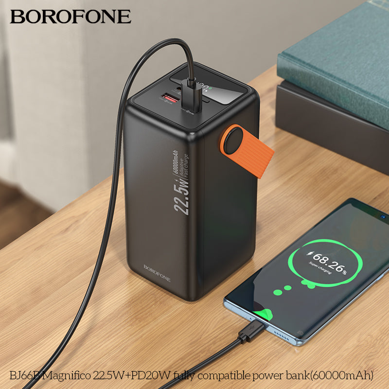 BOROFONE BJ66B Magnifico 22.5W+PD20W Fully Compatible Power Bank with Cable(60000mAh)