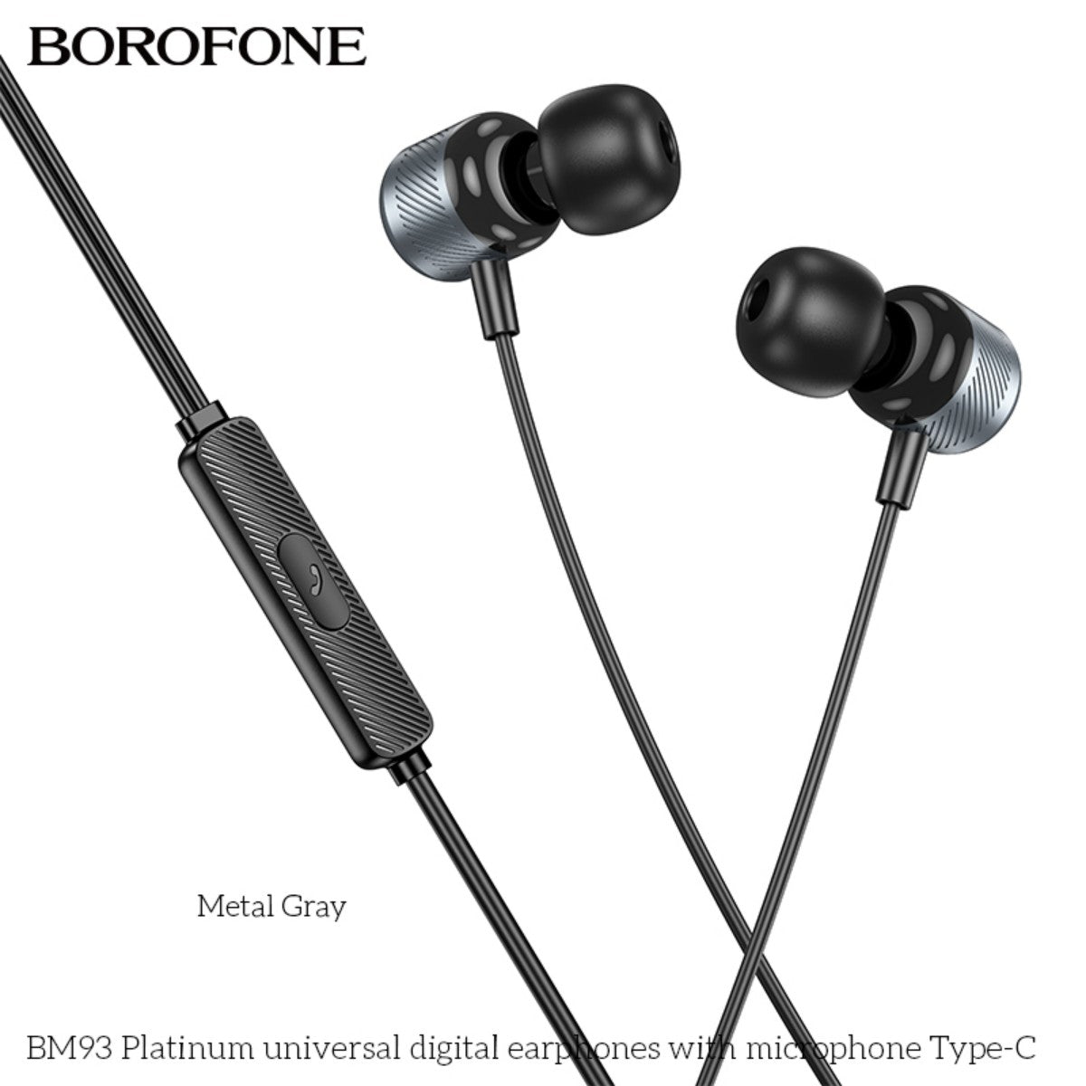 BOROFONE BM93 Type-C Platinum Universal Digital Earphones with Microphone