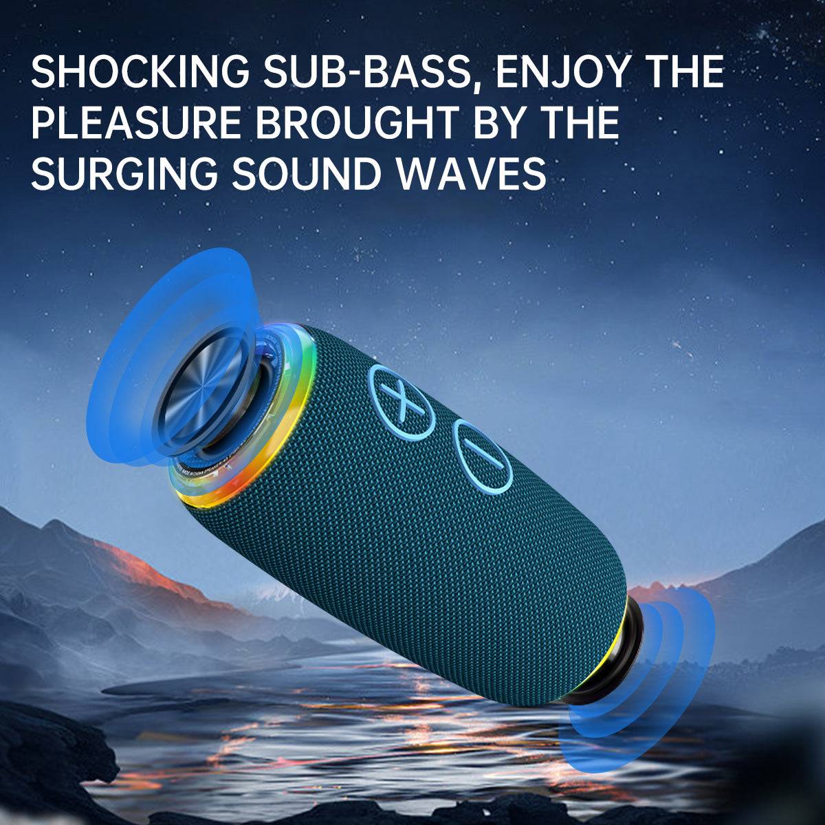 BOOMS380 Bluetooth Speaker with powerful sub-bass, delivering deep and immersive sound waves for an enhanced listening experience.