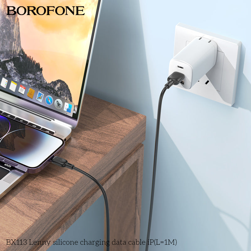 BOROFONE BX113 Lenny Silicone USB-A to Lightning Charging Data Cable 1M