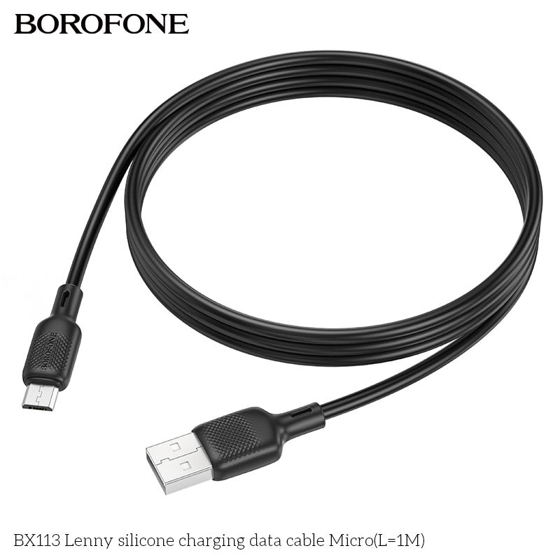 BOROFONE BX113 Lenny Silicone USB-A to Micro Charging Data Cable 1M