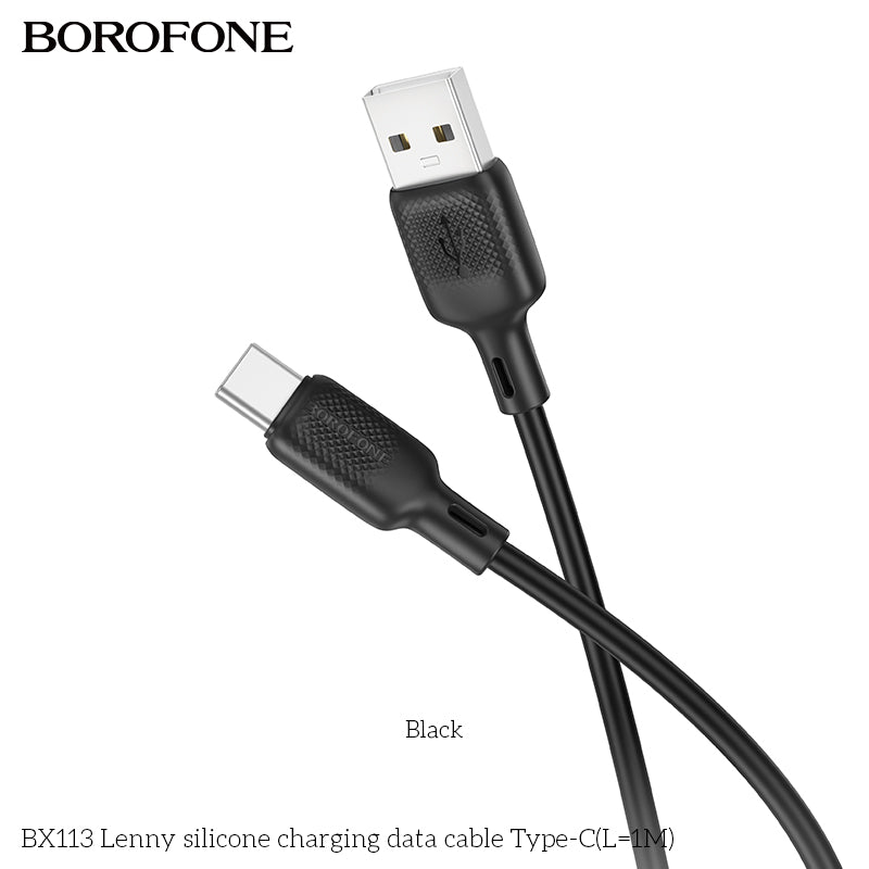 BOROFONE BX113 Lenny Silicone USB-A to Type-C Charging Data Cable