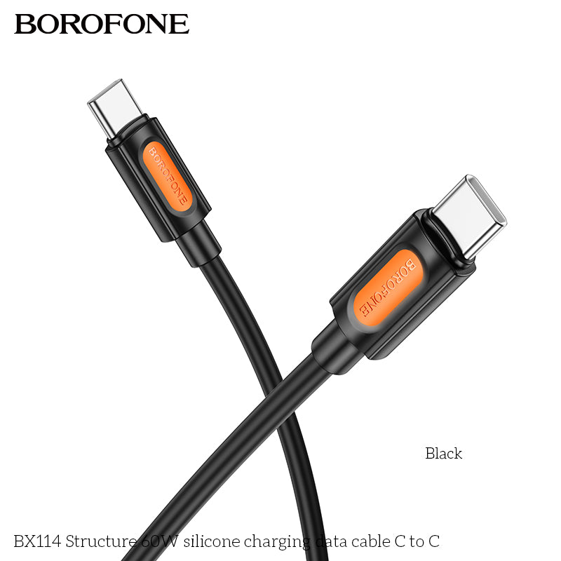 BOROFONE BX114 Structure Silicone 60W TYPE-C to TYPE-C Charging Data Cable 1M