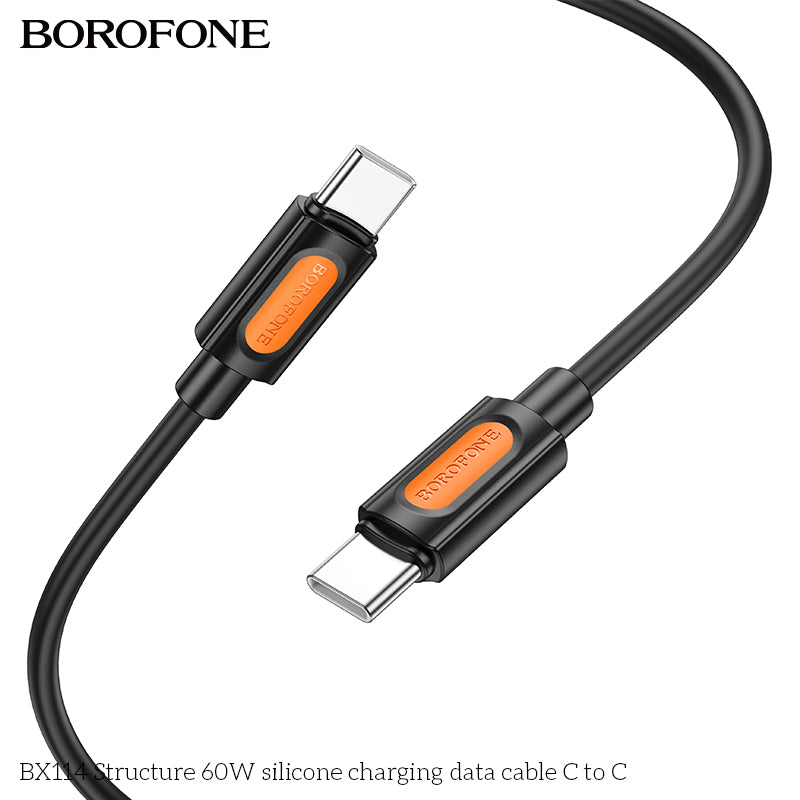 BOROFONE BX114 Structure Silicone 60W TYPE-C to TYPE-C Charging Data Cable 1M