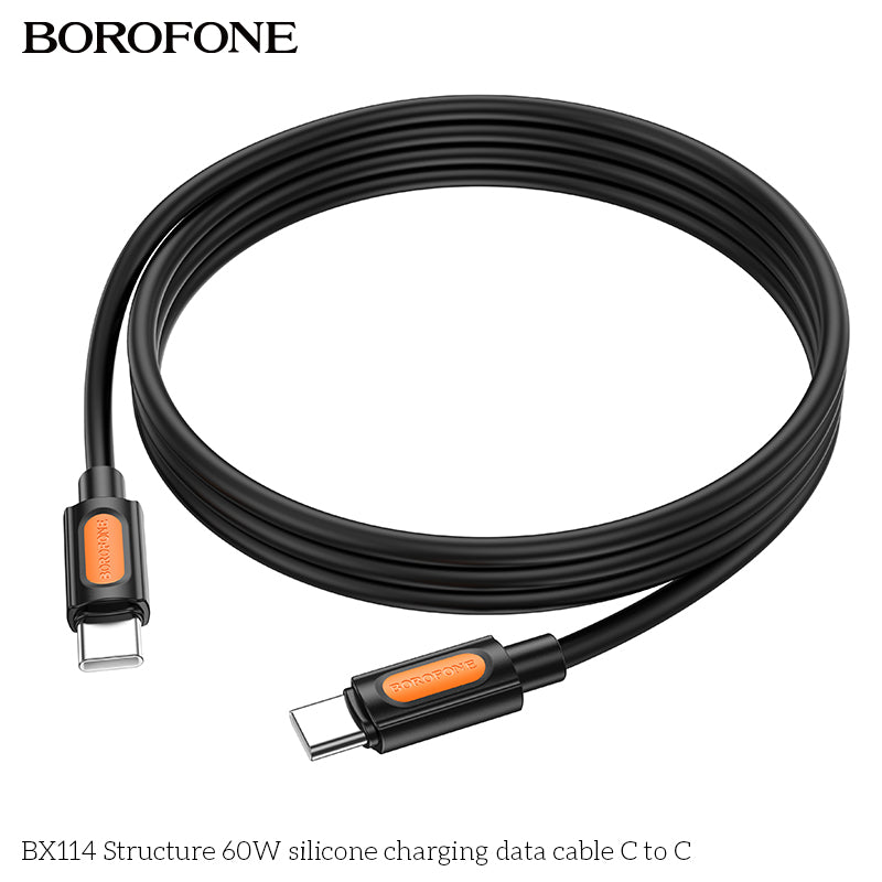 BOROFONE BX114 Structure Silicone 60W TYPE-C to TYPE-C Charging Data Cable 1M