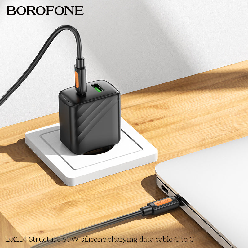 BOROFONE BX114 Structure Silicone 60W TYPE-C to TYPE-C Charging Data Cable 1M