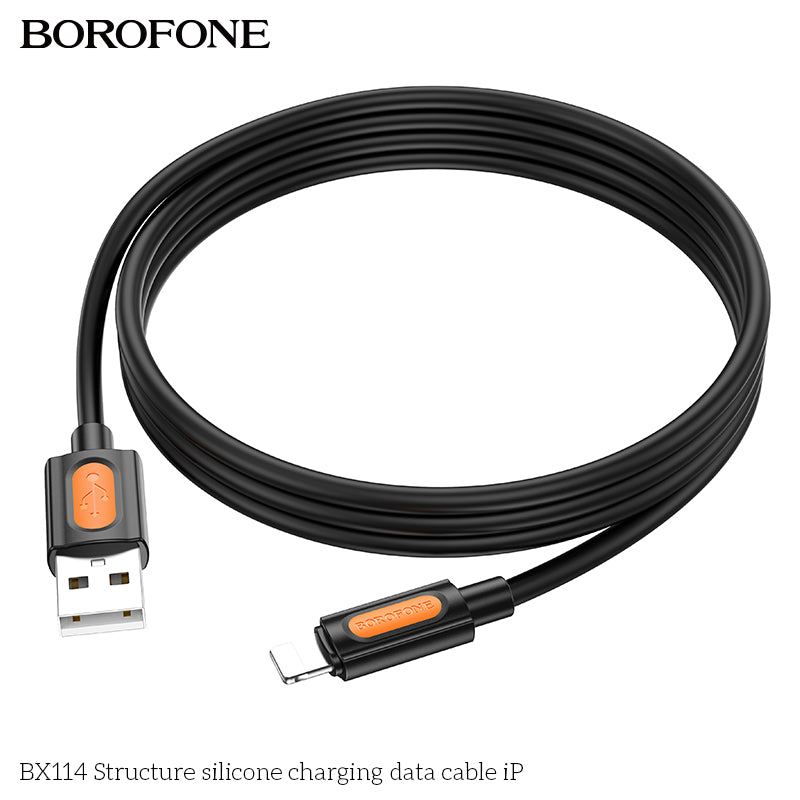 BOROFONE BX114 Structure Silicone USB-A to Lightning Charging Data Cable 1M
