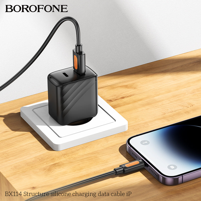 BOROFONE BX114 Structure Silicone USB-A to Lightning Charging Data Cable 1M