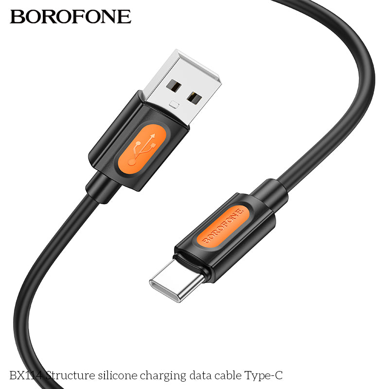 BOROFONE BX114 Structure Silicone USB-A to USB-C Charging Data Cable 1M