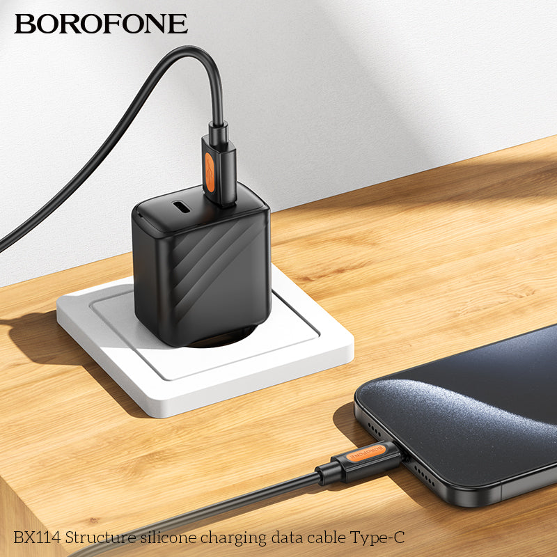 BOROFONE BX114 Structure Silicone USB-A to USB-C Charging Data Cable 1M