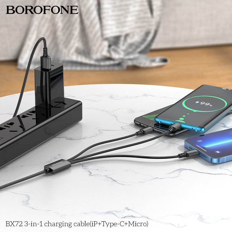 BOROFONE BX72 3-in-1 Charging Data Cable 1M