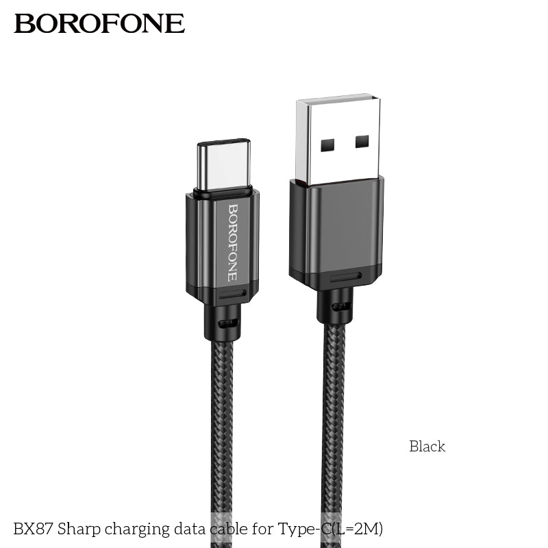 BOROFONE BX87 Sharp USB-A to USB-C Charging Data Cable 2M