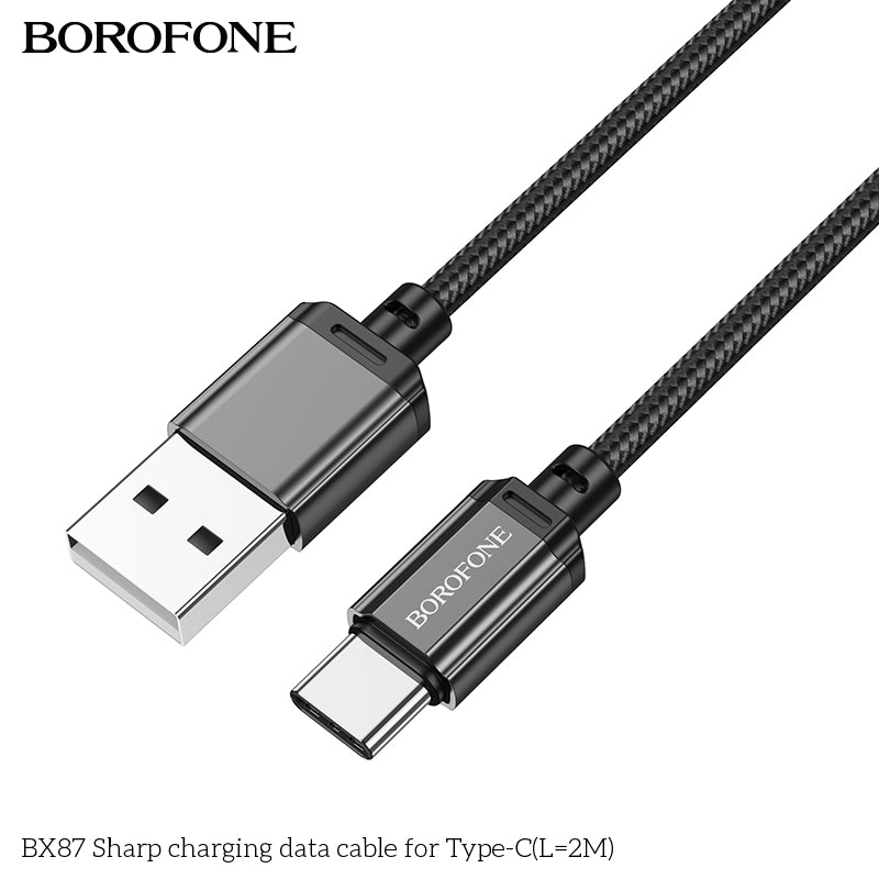 BOROFONE BX87 Sharp USB-A to USB-C Charging Data Cable 2M