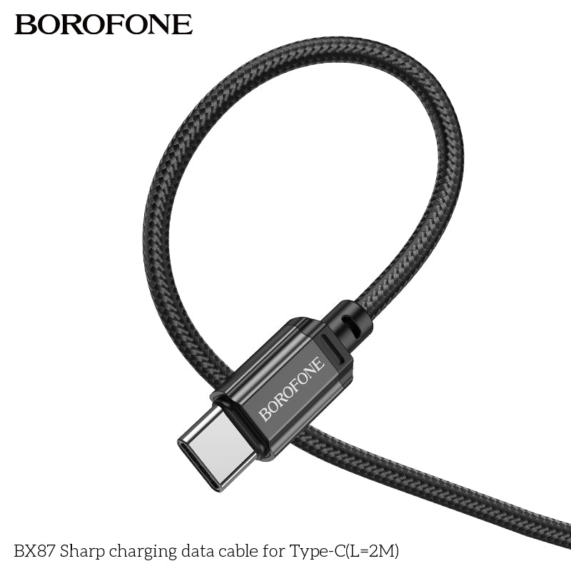 BOROFONE BX87 Sharp USB-A to USB-C Charging Data Cable 2M