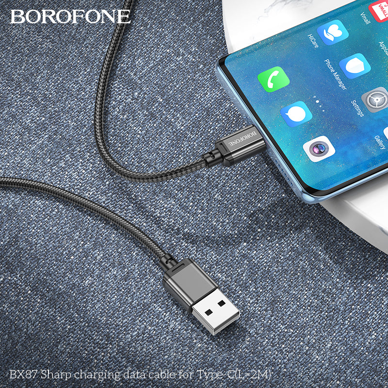 BOROFONE BX87 Sharp USB-A to USB-C Charging Data Cable 2M