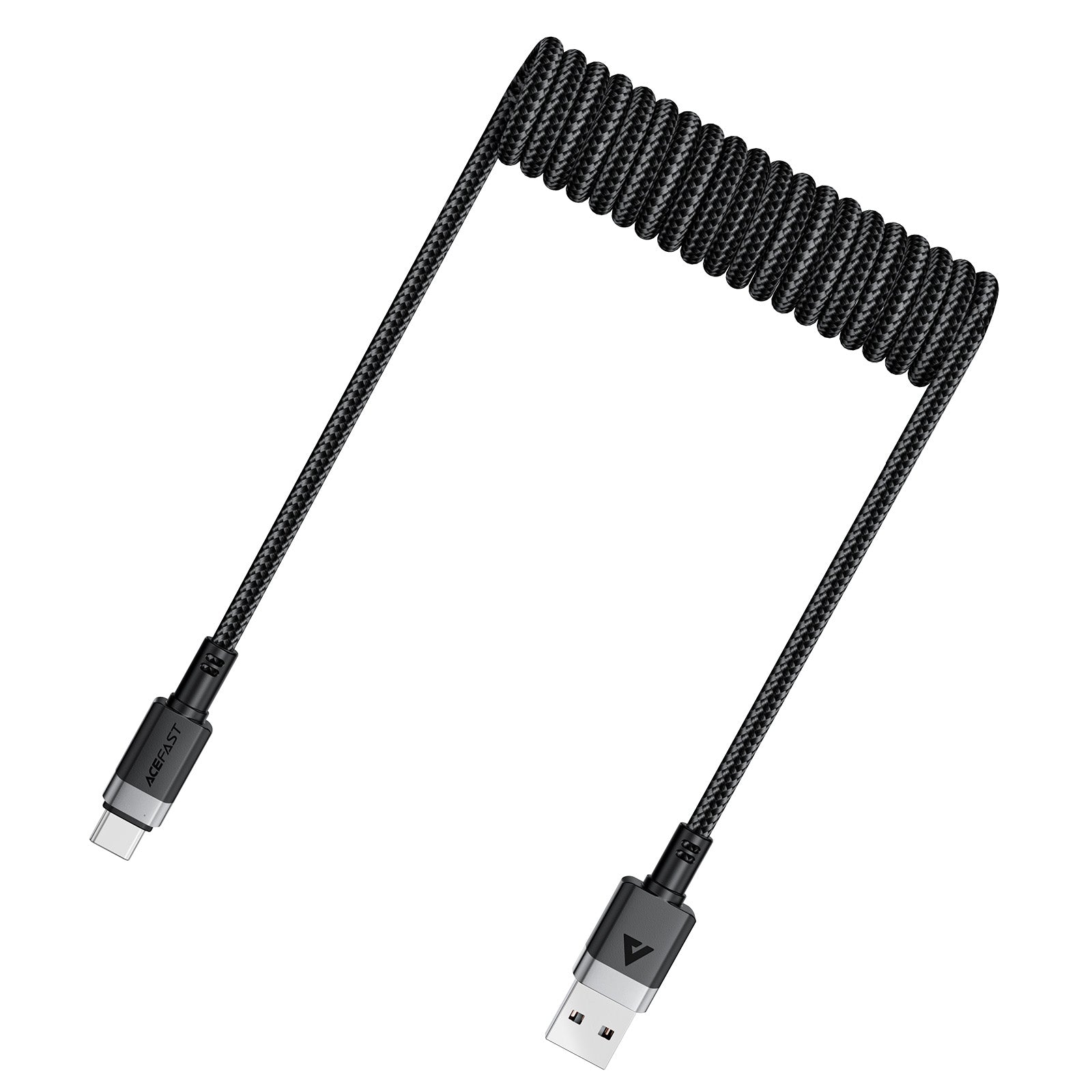 ACEFAST C14-04 USB-A to USB-C Spring Charging Data Cable Black
