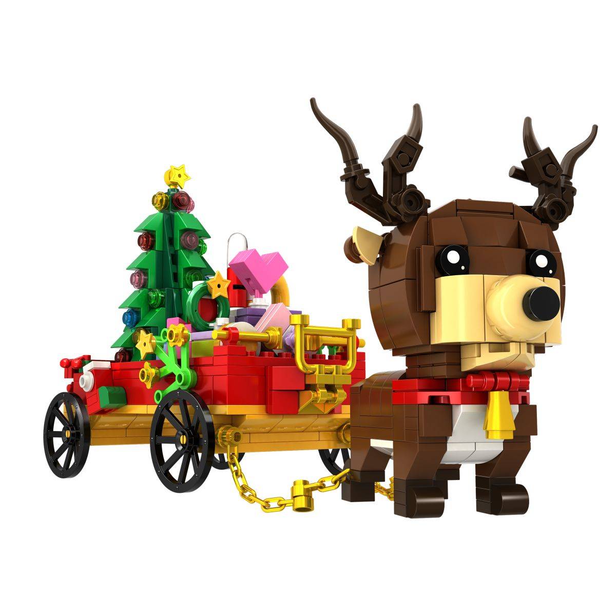 Christmas Reindeer and Sledge Building Bricks C0272-DS - Hugmie