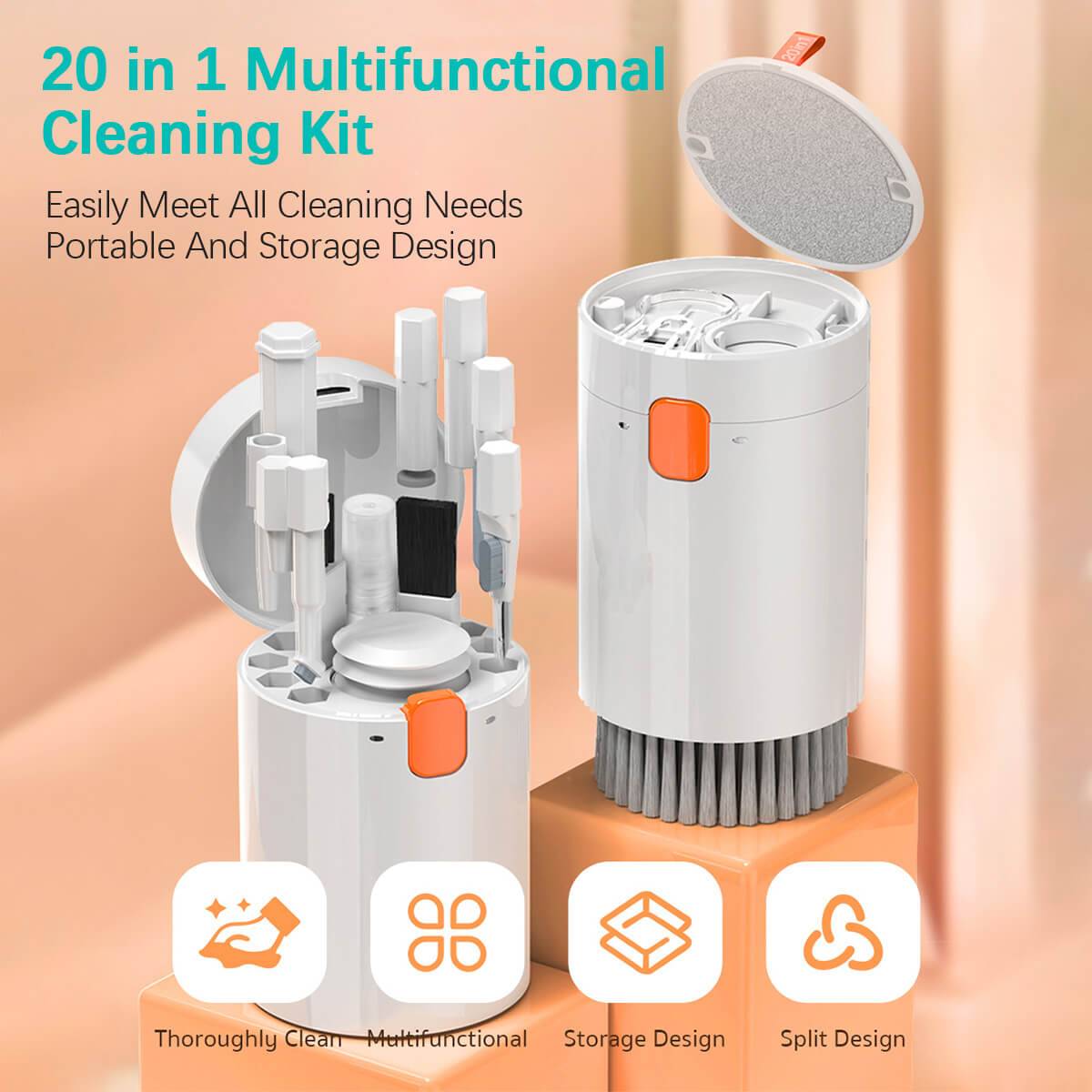 Portable COTECi 20 in 1 Cleaning Kit featuring thorough cleaning, multifunctional tools, and a split design for easy storage.