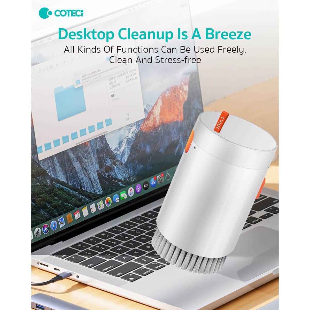 COTECi Cleaning Kit making desktop cleanup effortless with a multifunctional design for stress-free electronic device maintenance.