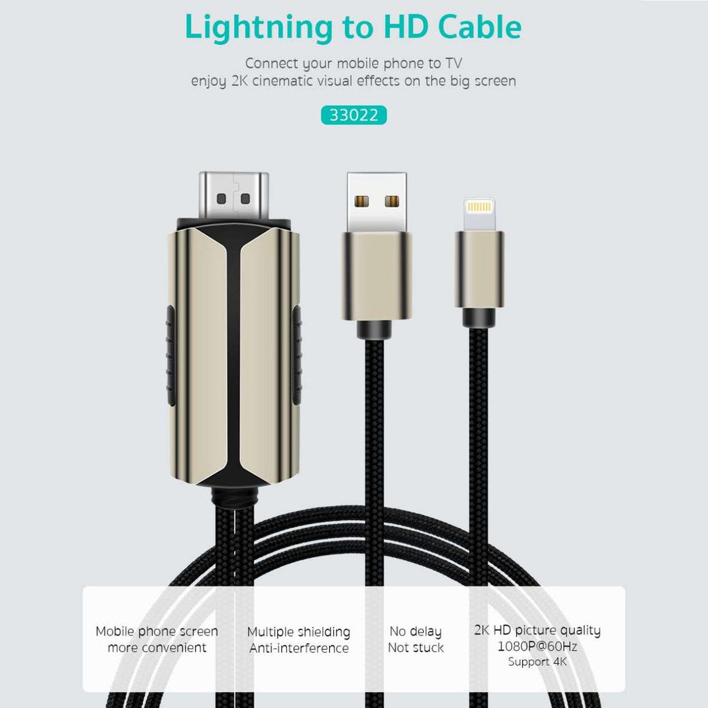 Coteci Lightning to HDMI Cable 1080P 2M