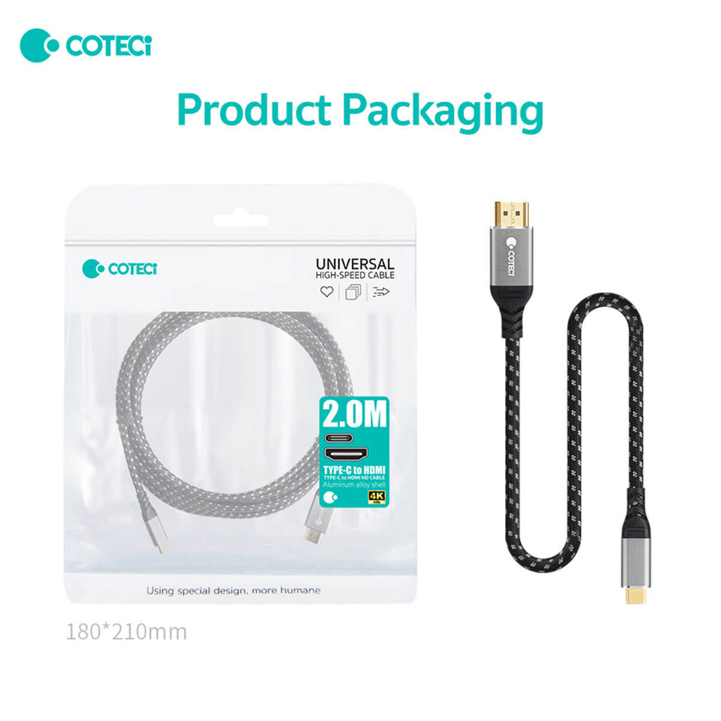 COTECi USB-C to HDMI Converter Cable 4K 3M - 87411 - Hugmie